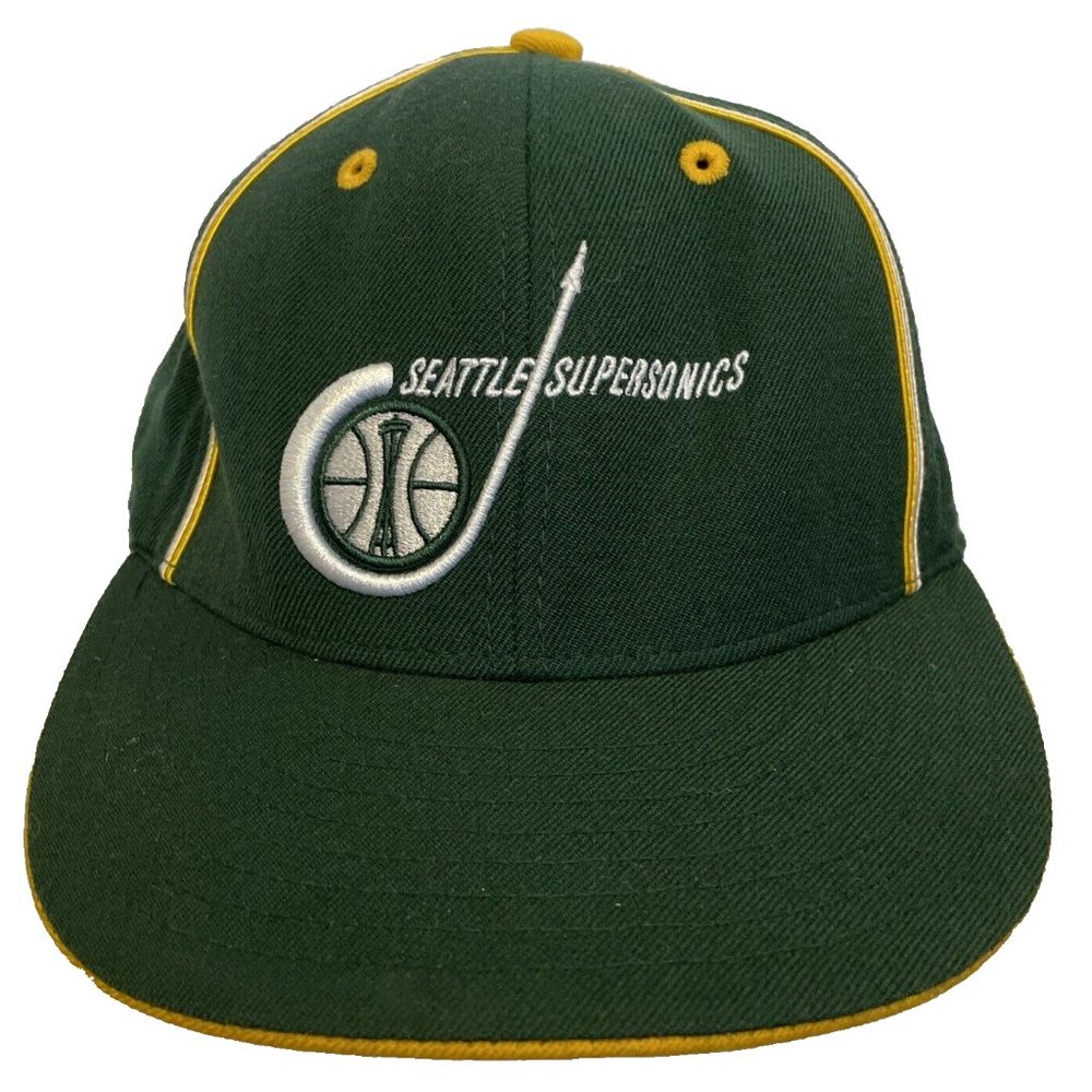 Seattle Supersonics NBA Reebok Fitted Hat Cap Size 7 1/2 Hardwood Classics Green